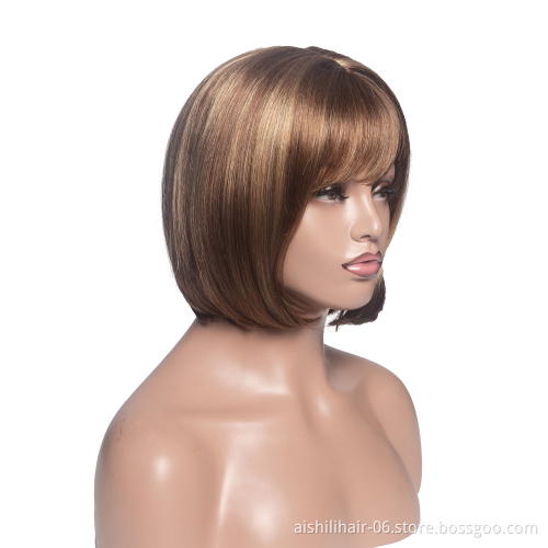 Aishili wholesdale luxury short blonde straight bob hair synthetic hair wigs for  women